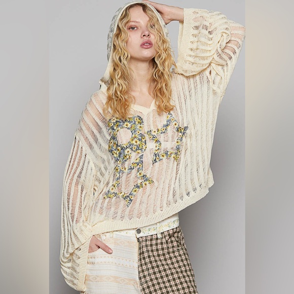 POL Cream and Yellow Knit Hoodie - Picture 3 of 7